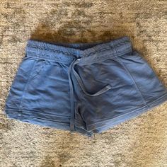 Brand New Cotton Shorts In Washed Denim Tie Waistband With Elastic Casual Stretch Cotton Jean Shorts, Sporty Denim Shorts, Sporty Denim Bottoms For Summer, Stretch Cotton Light Wash Shorts, Beach Stretch Cotton Jean Shorts, Casual Stretch Jean Shorts For Vacation, Casual Medium Wash Shorts For Vacation, Summer Cotton Denim Blue Shorts, Stretch Medium Wash Cotton Shorts