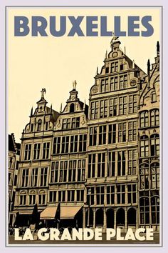 the cover of bruxelles magazine, with an image of buildings in brown and blue