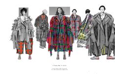 three models in plaid coats and dresses from the fall - winter 2011 collection, all wearing brightly colored shoes