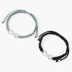 Keep it cool with your bestie in these grey cord bracelets. Feature clear stone infinity charms on each bracelet. Adjustable fit Finish: Silver-tone Closure: Bolo Pack Size: 2 Material: Metal/Fabric - Claire's Infinity Adjustable Friendship Bracelets - Gray, 2 Pack Trendy Adjustable Gray Bracelet, Trendy Silver Braided Bracelets For Friendship, Adjustable Gray Metal Jewelry, Trendy Adjustable Silver Friendship Bracelets, Trendy Silver Bracelet With Sliding Knot, Trendy Silver Adjustable Bracelet, Casual Adjustable Gray Jewelry, Trendy Adjustable Infinity Bracelet, Trendy Silver Friendship Bracelet With Adjustable Length