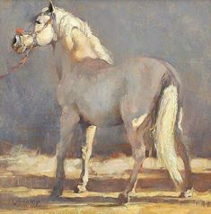 a painting of a horse with a rope in its mouth