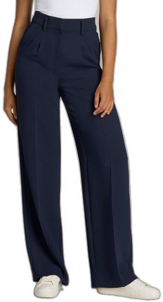 Elegant Wide Leg Office Bottoms, Elegant Wide-leg Pants For Workwear, Pleated Full-length Wide Leg Work Pants, Elegant Full-length Wide Leg Pants For Work, Solid Pleated Waist Bottoms For Work, Tailored Pleated Bottoms For Spring, Chic Full-length Bottoms With Pleated Waist, Solid Color Pleated Wide Leg Pants, Solid Pleated Wide Leg Pants