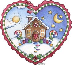 a heart shaped decoration with a house on it