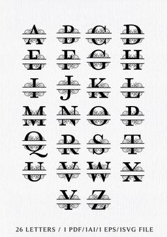 an old fashioned alphabet with letters and numbers