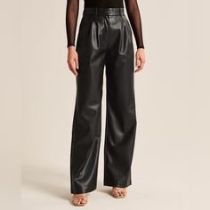 New With Tags Size Xxs Short Sold Out Leather Wide Leg Pants, Best Wedding Guest Dresses, Track Pants Women, Vegan Leather Leggings, Black Leather Pants, Cotton Jumpsuit, Short Sleeve Jumpsuits, Love Black, Jumpsuit With Sleeves