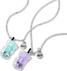 Trendy Silver Necklace For Best Friend, Trendy Silver Necklace For Best Friend Gift, Fashionable Jewelry, Gummy Bears, Jewelry And Accessories, Bubble Tea, Pendant Necklaces, 2 Pack, Bears