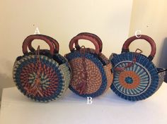 One of a kind Straw Purse/ bag. Boho / Brown Bag With Round Handle Gift, African Symbols, Straw Purse, Wood Bridge, Wax Print, Purse Bag, Different Fabrics, Leather Handle, Straw Bag