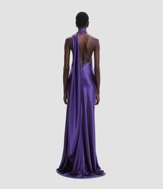 Drape Gowns, Purple Dresses, Naeem Khan, Halter Gown, Romantic Roses, Turks And Caicos Islands, Lead Time, Purple Dress, Trinidad And Tobago