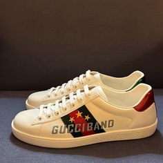 100% Authentic As Always. New With Box And Dustbag. Gucci Size 7. Absolutely Stunning Classic Gucci Band Web Logo Ace Star Leather Sneakers. Priced To Sell. Will Consider Any Reasonable Offers. Will Ship Same Or Next Day. Designer Leather Bag With Logo Print, Designer White Bag With Embroidered Logo, Luxury Leather Bags With Logo Print, Luxury White Bag With Logo Print, Jordan Eclipse, Wide Sneakers, Johnston And Murphy Shoes, Nike Air Zoom Pegasus, Air Jordan 3 Retro