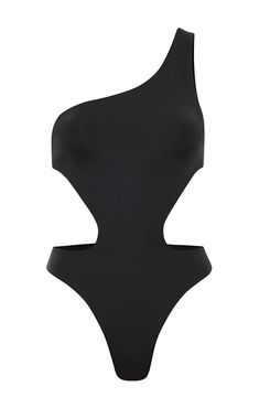 Sophisticated chic swimwear? Absolutely! Slip into our Nora black Cutout One-Shoulder One Piece and you will feel like you have entered a new dimension. Time will stand still and all eyes will be on you. The sweeping curve across the bodice up to your shoulder, combined with artfully sculpted and placed cutouts, makes this more than swimwear. This is a piece of wearable art. The way it elongates your body, and the way you feel when you wear it are indescribable. Not content to wear this solely b Luxury Swimwear With Asymmetrical Neckline For Swimming, Luxury Backless Bodysuit For Swimming, Cheap Backless Bodysuit For Swimming, Luxury One-piece Swimwear Bodysuit, Luxury Sleeveless Polyamide Swimwear, Luxury Asymmetrical Neckline Swimwear For Beach, Luxury Sleeveless Bodysuit For Swimming, Luxury One-piece Swimming Bodysuit, Luxury Sleeveless Bodysuit For Beachwear