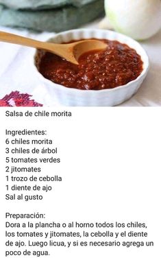 the recipe for salsa is shown in spanish