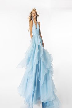 Ava Presley 39560 Long Ruffle Skirt, Organza Styles, Ruffle Long Dress, Plastic Dress, Designer Prom Dresses, Senior Prom, A Line Prom Dresses, Feather Dress, Chiffon Prom Dress