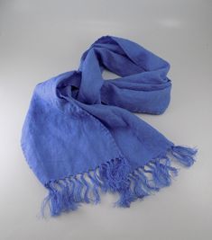 Small Decorative Linen Scarf / Skinny Linen Scarf: Material: 100% European linen, medium weight, pre-washed (Hand knotted fringe on each end) Machine wash cold with like colors, gentle cycle Custom sizes are available. 100% Handmade in the USA! Knotted Fringe, Linen Scarf, Linen Scarves, Scarf Material, Purple Accents, Gift For Her Birthday, European Linens, Summer Scarves, Blue Scarf