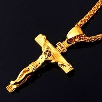 Stunning+Stainless+Steel+Crucifix+Jesus+Pendant+Gold+Necklace+Catholic+Blessing+Jewelry+Party+Occasion+Amazing Specifications Manual+Measurements+(approx) Chain：50cm Cross+Pendant：42mm*25mm Colour：Gold Material：Stainless+Steel/Alloy NOTE: Shipping+product's+size+and+color+as+picture+i... Jesus Cross Necklace, Men Necklaces, Cross Pendent, Men Chain, Jesus Piece, Crucifix Necklace, Faith Jewelry, Gifts Vintage, Gold Chains For Men