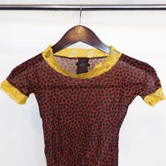 This Vintage Jean Paul Gaultier Classique Mesh Top Features A ~Classic~ Primary Palette: Red With Black Polka Dots, And A Yellow Lace Trim Around The Neck And Sleeves. Primary Palette, Short Sleeve Mesh Top, Jean Paul Gaultier Classique, Vintage Jean Paul Gaultier, Yellow Lace, Paul Gaultier, Black Polka Dot, Jean Paul, Jean Paul Gaultier