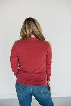 Bringing it back to this classic in this retro styled FarmHer Long Sleeve. We love the brick washed color on this one, with the bold white FarmHer ink. Unisex sizing. Classic Washed Tops For Fall, Retro Everyday Tops For Fall, Retro Everyday Fall Tops, Everyday Retro Fall Tops, Red Distressed Crew Neck Top, Casual Red Distressed Tops, Red Distressed Cotton Top, Casual Pre-washed Tops For Fall, Classic Red Tops For Everyday