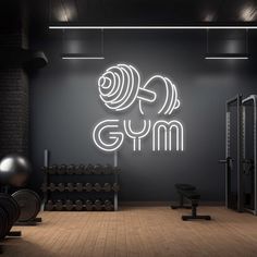 With this "Gym Dumbbell" neon sign, you can increase the ante in your workout area and represent strength, discipline, and steadfast commitment. This dynamic painting, which is meant for those who are dedicated to their fitness journey, is a fantastic representation of the sweat, tenacity, and passion that go into each rep and set.    This neon sign adds more than just aesthetic value to any home gym, fitness studio, or training area thanks to its bright light. It acts as a continual reminder of Small Gym Design Interior, Gym Ideas Design Commercial, Gym Lighting Ideas, Neon Fitness, Gym Neon Sign, Gym Decorating Ideas, Neon Gym, Gym Signs, Gym Dumbbell