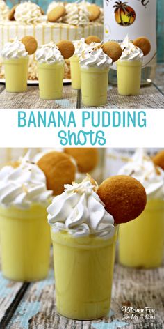 banana pudding shots with whipped cream on top