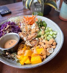 a white plate topped with lots of different types of food