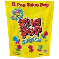 a bag of ring pop candy on a white background