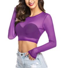 90% Polyester, 10% Spandex Pull On Closure Hand Wash Material:This Sheer Crop Top Is Made Of 90% Polyester, 10% Spandex. It Is Soft Lightweight Breathable And Stretchy, Comfortable Design:This See Through Shirts Features See Through Mesh Material,Long Sleeve,Round Neck Solid Color, Pull On Closure.It Looks Cute, Simple And Sexy Sexy See Through Crop Top, Mesh Crop Top Plus Size, See Thru Shirts For Women. Just Ask For Available Sizes: Xs, S, M, L, Xl, 2xl, 3xl Item # Mm549 Crop Top Plus Size, Animal Print Crop Tops, American Eagle Crop Top, Knitted Crop Tank Top, Silk Crop Top, Lavender Tops, Boho Vest, Sheer Crop Top, Crop Top Long Sleeve