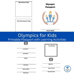 olympic for kids printable passport with learning activities