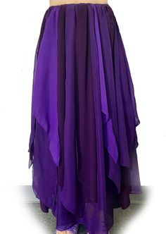 Ameynra Belly Dance Petal Skirt Purple Chiffon Elastic waist Size M New OOAK  | eBay Fitted Chiffon Skirt For Dance, Flowy Pleated Party Skirt, Fitted Georgette Evening Skirt, Evening Fitted Georgette Skirt, Party Long Georgette Skirt, Purple Flowy Long Dress, Long Georgette Skirt For Party, Purple Long Flowy Dress, Purple Flowy Party Skirt