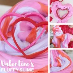 valentine's fluffy slime recipe for kids to make and play with