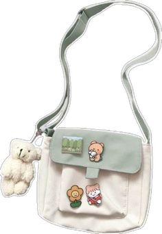 Cute Beige School Shoulder Bag, Cute Beige Shoulder Bag For School, Cute Satchel For Everyday Use, Trendy Cute Bags For Students, Cute Rectangular Shoulder Bag For School, Trendy Bags With Cute Design For Students, Cute Rectangular Canvas Bag For School, Trendy Student Bags With Cute Design, Green School Satchel