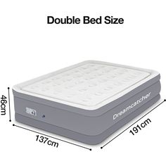 the dream catcher double bed size is shown with measurements for each mattress and headboard