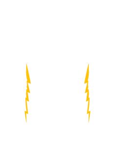 two yellow lightning bolts on a white background