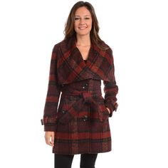 Women's Fleet Street Plaid Wool Blend Coat | Kohls Plaid Wool Coat, Fleet Street, Plus Size Outerwear, Plaid Coat, Wool Blend Coat, Red And Black Plaid, Fall Style, Wool Plaid, Outerwear Coats