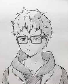 a drawing of a guy with glasses and a hoodie