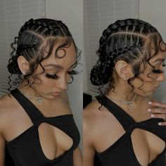 Curly Braided Hairstyles, Bun With Curls, Cabello Afro Natural, Natural Braided Hairstyles, Mixed Curly Hair, Black Ponytail Hairstyles, Braided Bun Hairstyles