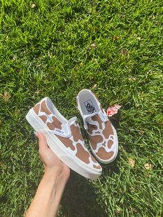 Custom Brown Cow Print Vans Perfect gift for Any Country Cowgirl in Your Life Punchy Vans, Cow Print Vans, Western Vans, Shoe Painting Ideas Vans, Custom Slip On Vans, Custom Painted Vans, Hand Painted Vans, Vans Painted, Brown Cow Print