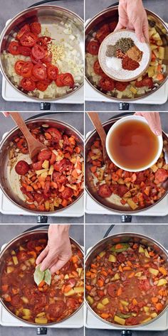 the steps to make vegetable stew are shown