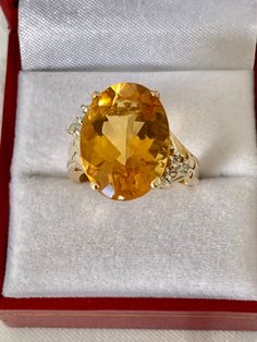 14K Gold 10ct Citrine Faceted Oval  Gemstone Genuine Diamonds Accents Flank Shoulders Lovely Ring  Grams : 6.10 Ring size 7  Hallmark- 14k CIC Visit our Etsy shops HauteCoutureLaLa  TrendsCouture  BeautifulPatina  BorrowedTrends  LastingTrends  LastingTrends Free Shipping on orders over $35.00 however if there is a return buyer to refund seller for the free shipping cost paid by seller..Seller is not responsible for mailing to the incorrect address registered with Etsy from buyers. Please correc Amber Necklace, Citrine Ring, Citrine Gemstone, Lovely Ring, Matching Necklaces, Ring Size 7, Rings Statement, Citrine, Clip On Earrings