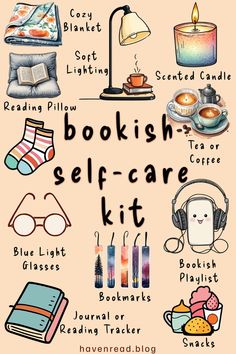 the bookish self - care kit includes books, headphones and other items