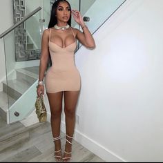 Brand New Nude Dress. Spaghetti Strap Bodycon Dress, Pencil Dresses, Cute Birthday Outfits, Short Bodycon Dress, Nude Dress, Beige Dress, Birthday Outfits, One Piece Outfit, Bodycon Fashion