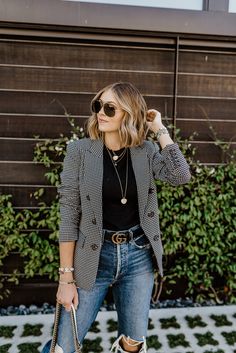 Casual Blazer Outfit Women, Cute Blazer Outfits, Plaid Blazer Outfit, Outfit Blazer, Blazer Outfits Casual, Look Office, Blazer Casual, Blazer Outfits For Women, Blazer Outfit