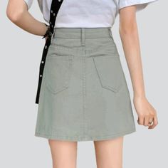 Celebrate the Y2K era with a fashion twist! Our pale sanded denim skirt from the 2023 Spring-Summer Collection is the perfect blend of nostalgia and modern fashion. Crafted from the finest materials. this medium-waist micro skirt features a unique Y2K charm. with a printed print. sanded finish. and suspenders & button closure for an unbeatable fit type.Why You'll Fall In LoveInspired by the legendary trendy sense of the millennium. this skirt is sure to make a statement. The pale sanded shade ex Casual Summer Denim Skirt, Trendy Solid Color Pleated Skirt, Trendy Cotton Mini Skirt, Trendy Cotton Summer Skirt, Trendy Cotton Mid-rise Mini Skirt, Trendy Solid Color Summer Skirt, Trendy Summer Cotton Skirt, Trendy Cotton Skirt For Summer, Trendy Mid-rise Cotton Mini Skirt