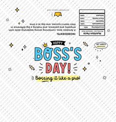 a happy boss's day card with the words boss's day on it