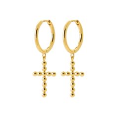 Welcome to the refined universe of Tata Gisèle on Etsy, where elegance meets exceptional craftsmanship. Discover our 18k Gold Plated Hoop Earrings, unique jewelry that adds a touch of sophistication to your collection. The delicate ring of these hoop earrings is decorated with a cross-shaped pendant, made up of small juxtaposed golden balls. This unique pattern brings a sleek, modern aesthetic to these earrings, making them a perfect choice to complement your style. Made from 18k Gold Plated, th Timeless Hallmarked Gold-plated Earrings, Hypoallergenic White Gold Plated Earrings, Polished Finish Hoop Earrings As Gift, Polished Finish Hoop Earrings For Gift, Polished Finish Dangle Hoop Earrings For Gift, Timeless Tarnish Resistant Huggie Earrings As Gift, Timeless Tarnish-resistant Huggie Earrings As Gift, Yellow Gold Pierced Huggie Earrings As A Gift, Timeless Yellow Gold Earrings For Gift