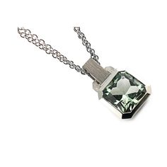 10 x 10mm radiant cut green amethyst bezel set in palladium with a movable rectangular bail, on a double strand palladium or 14k white gold chain. Amethyst Set, Lavender Amethyst, Industrial Jewelry, Chain Loop, Radiant Cut, Green Amethyst, Rock Crystal, Modern Jewelry, Cable Chain