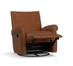 a brown recliner chair sitting in front of a white background