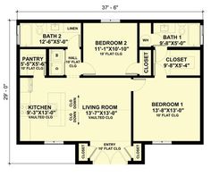 the floor plan for a two story house with 3 bedroom and 2 bathroom areas,