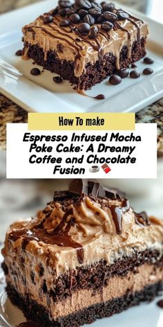 Chocolate Espresso Infused Mocha Poke Cake Recipe: Indulge in Coffee & Chocolate Bliss! Satisfy your sweet tooth with this Espresso Infused Mocha Poke Cake! This dreamy dessert combines rich espresso and smooth chocolate for a mouthwatering experience. Perfect for coffee lovers, this cake is easy to make and ideal for any celebration or a delightful midday treat. Enjoy every luscious bite of this chocolate coffee fusion! Mocha Poke Cake, Mocha Desserts, Poke Cake Recipe, Chocolate Poke Cake, Poke Cake Recipes, Kinds Of Desserts, Coffee Chocolate, Chocolate Espresso, Poke Cake