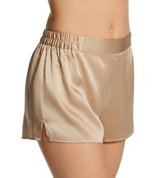 Indulge in the luxurious feel of these silk sleep shorts. Waistband has covered elastic at sides and back for a secure fit. Luxurious silk feels incredibly soft for comfort. Side vents provide an overall better fit. Self-lined leg hems. Inner tag gives fabric/care info. Lightweight, woven shorts are great to wear in warmer temperatures. Lovely for sleep and lounge. Loose fit. GINIA Women's Silk Sleep Short in Pink | Size Medium | HerRoom.com Chic Silk Shorts, Satin Lounge Shorts, Satin Shorts For Loungewear, Satin Short Bottoms For Loungewear, Elegant Short Silk Bottoms, Satin Loungewear Shorts, Elegant Satin Pajama Shorts For Loungewear, Satin Loungewear Bottoms Short Length, Satin Bottoms For Loungewear