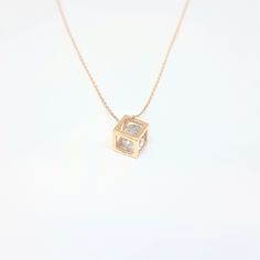 14K Real Solid Gold Cube Style Inside Zirconia Stone Tiny Charm Dainty Pendant Necklace for Women , Gold Cube Necklace , Geometric Necklace - Etsy Trendy Pendant Necklace, Millennial Fashion, Gold Cube, Necklace For Women Gold, Snowflake Bracelet, Dainty Pendant Necklace, Tiny Necklace, Cube Necklace, Artfully Designed