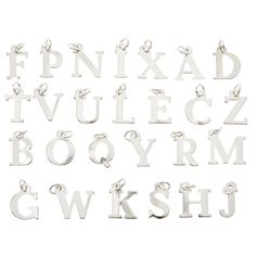 Buy the Alpha Capitals Charm Set by Bead Landing™ at Michaels. This rhodium-colored capital letter charm set is perfect for making personalized necklaces or bracelets using the first letter of your name or initials. This rhodium-colored capital letter charm set is perfect for making personalized necklaces or bracelets using the first letter of your name or initials. Display alone or combine with other eye-catching beads to complete your one-of-a-kind design. Details: Rhodium-colored 10mm x 12mm Silver Initial Letter Charm Necklace, Customizable Silver Charms For Personalized Gift, Silver Initials Charms For Everyday, Everyday Silver Charms With Initials, Personalized Silver Charm Necklace With Letter Beads, Silver Charms With Initials For Everyday, Classic Personalized Silver Charms, Silver Customizable Initial Pendant Charm Necklace, Personalized Silver Charms For Everyday